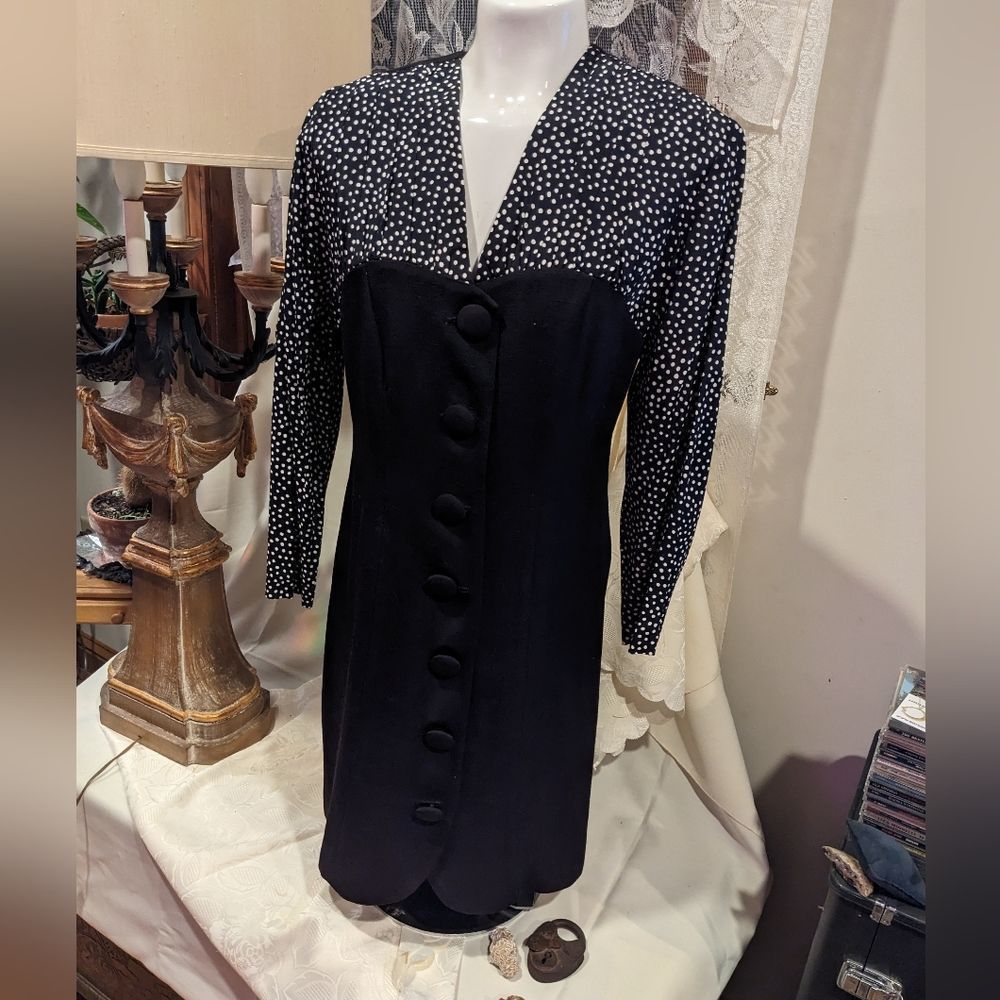 ED Michael's Black Polka Dot Dress